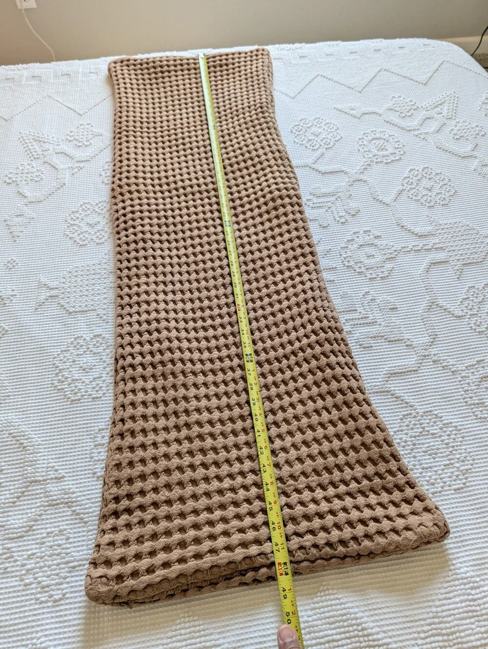 Casaluna Lumbar Body Pillow Waffle Weave Honeycomb Brown Size 48